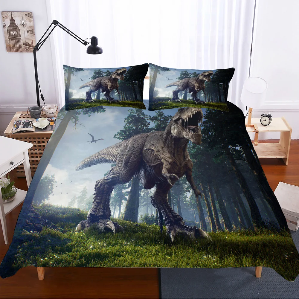 

3D Printing Bedding Set Custom Kids Children Adult Duvet Cover Set Cartoon Dinosaurs Single Queen King Size Bed Sets 3pcs