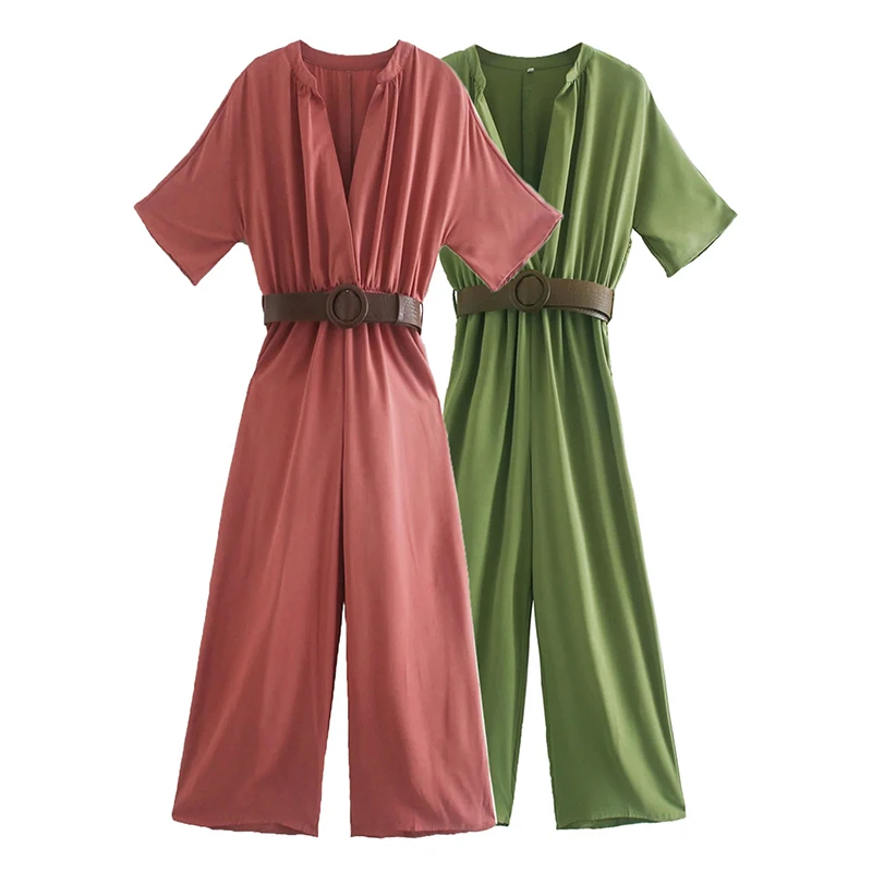 

Foridol wide leg casual autumn jumpsuits women long pants loose vintage overalls 2020 v neck elegant jumpsuits streetstyle 2020