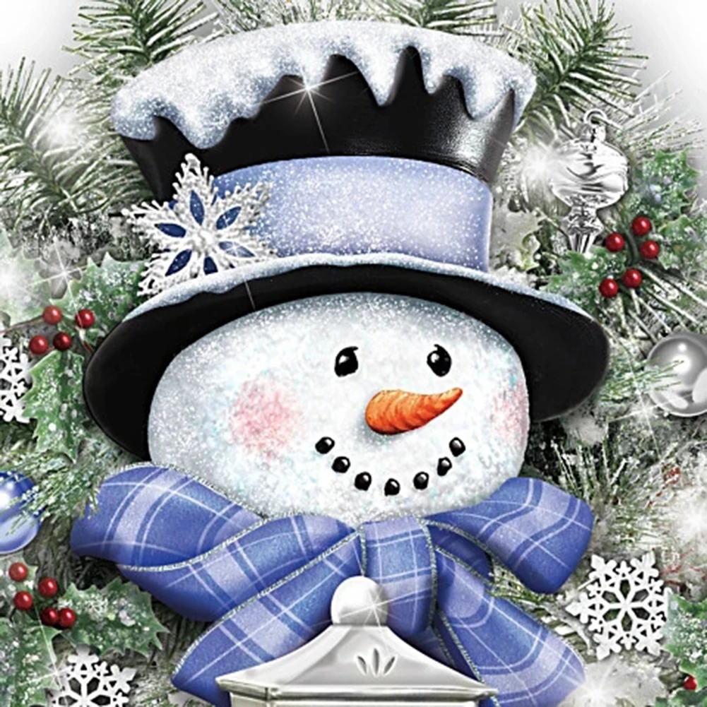 

New Hot A Warm Winter Welcome Snowman Wreath Christmas Holiday Wreath with Illuminated Lantern USJ99