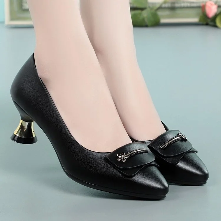 Летняя женская обувь на высоком каблуке офисная с острым носком | Обувь