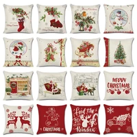 christmas sock cushion cover santa claus sled snowman printing sofa pillow covers home decoration 4545cm linen car pillowcase