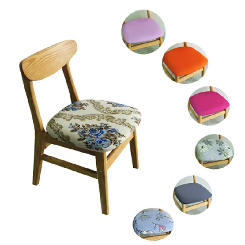 

Wooden Dining Chair Cover Saddle Elastic Polyester Printed Hotel Home Use