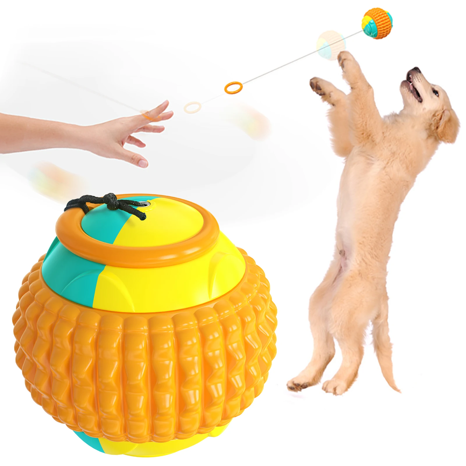 Dog Toy Resistant To Biting Teeth, Medium and Large Canine Teeth Cleaning Stretched Hand Throwing Self-Healing Anti-Boring Ball