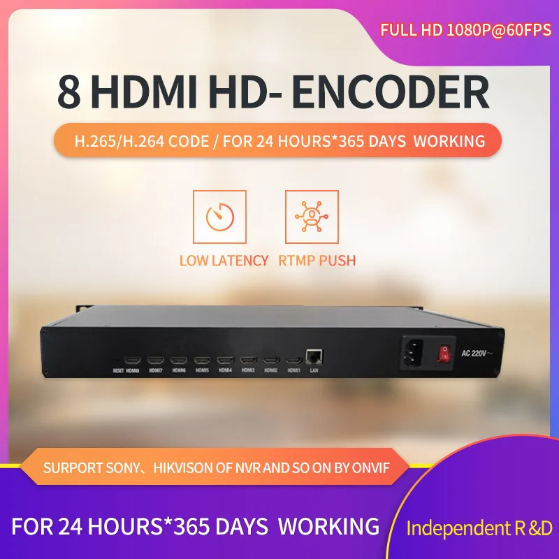 8 HDMI-кодировщик HDMI-совместимый с Ip H.264 H.265 IPTV Rtmp YouTube HEVC RTSP HLS прямой трансляции WOWZA
