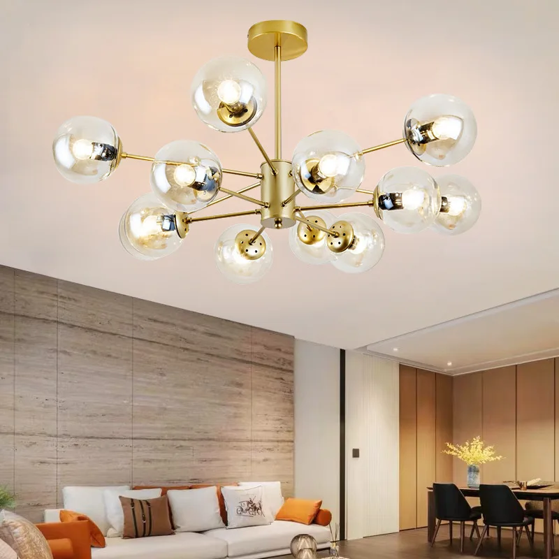 

Modern Glass ball Led Chandeliers Lighting Creative Bedroom Lamp Living Room Dining Room Molecular E27 Decorative pendant Lamps