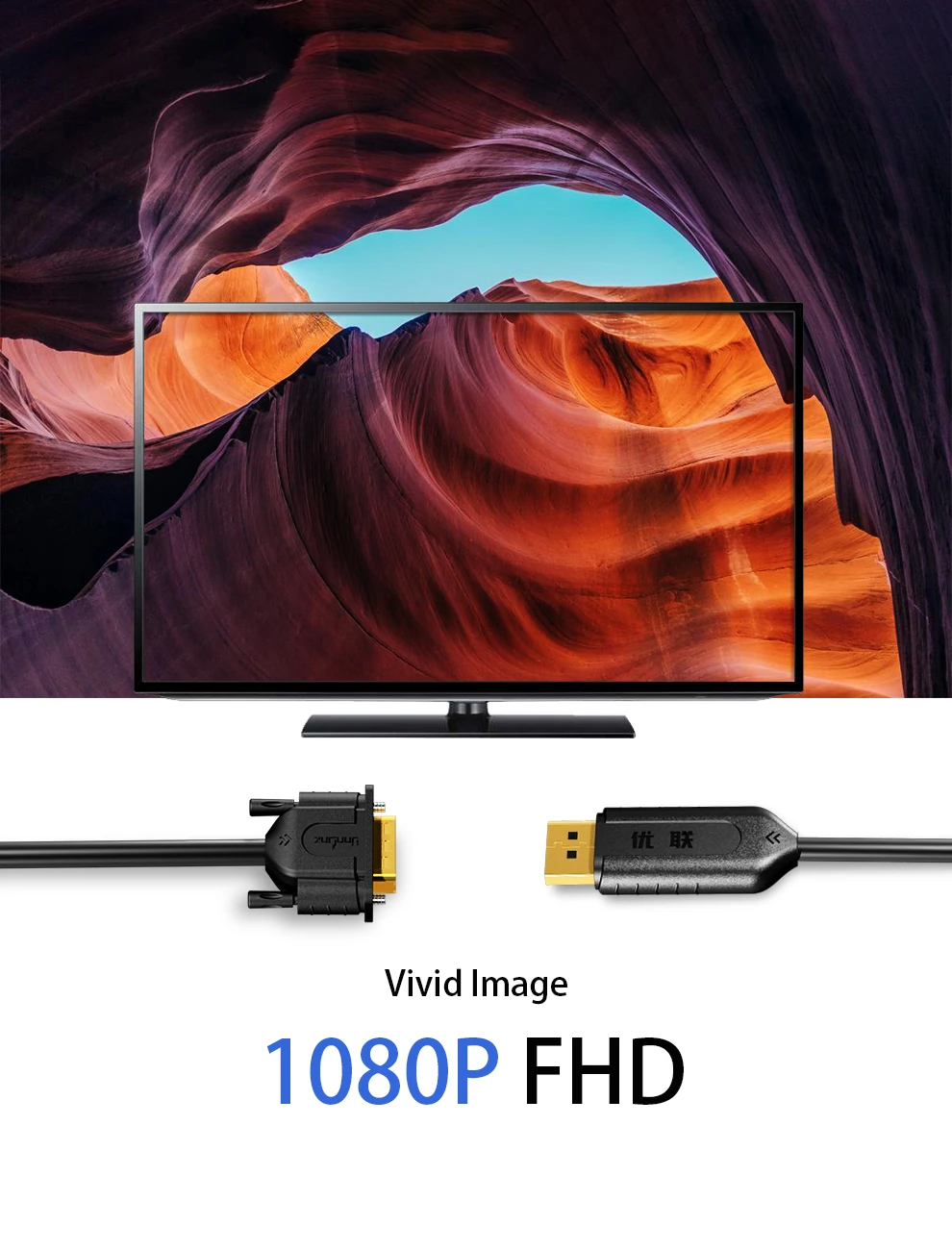 Unnlink Displayport DP в VGA кабель преобразователь FHD 1080P @ 60 Гц для графической карты