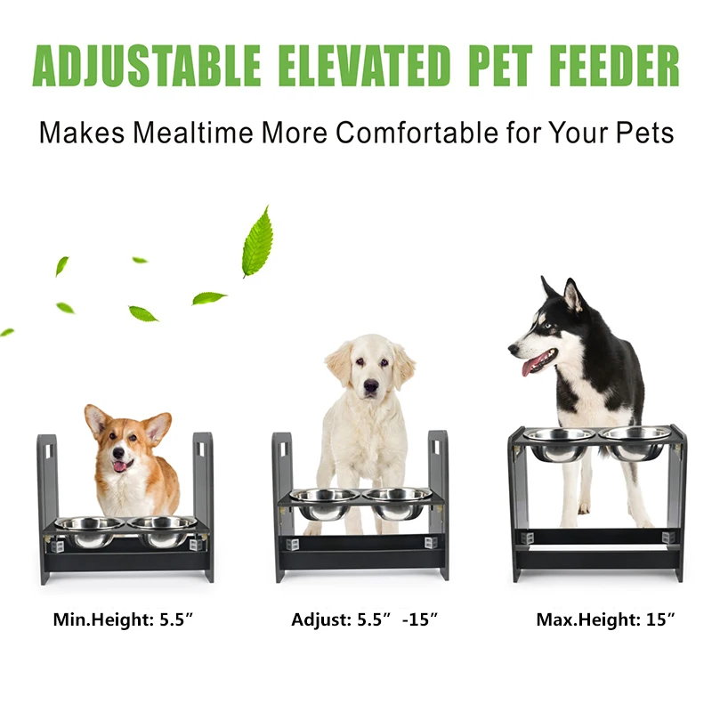 Регулируемая повышенная кормушка для домашних животных миски из нержавеющей