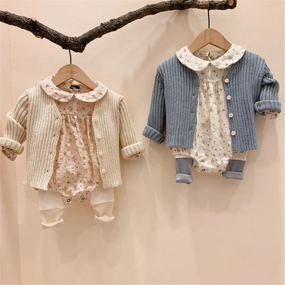 Осенний свитер для маленьких девочек детский трикотаж с длинными рукавами и