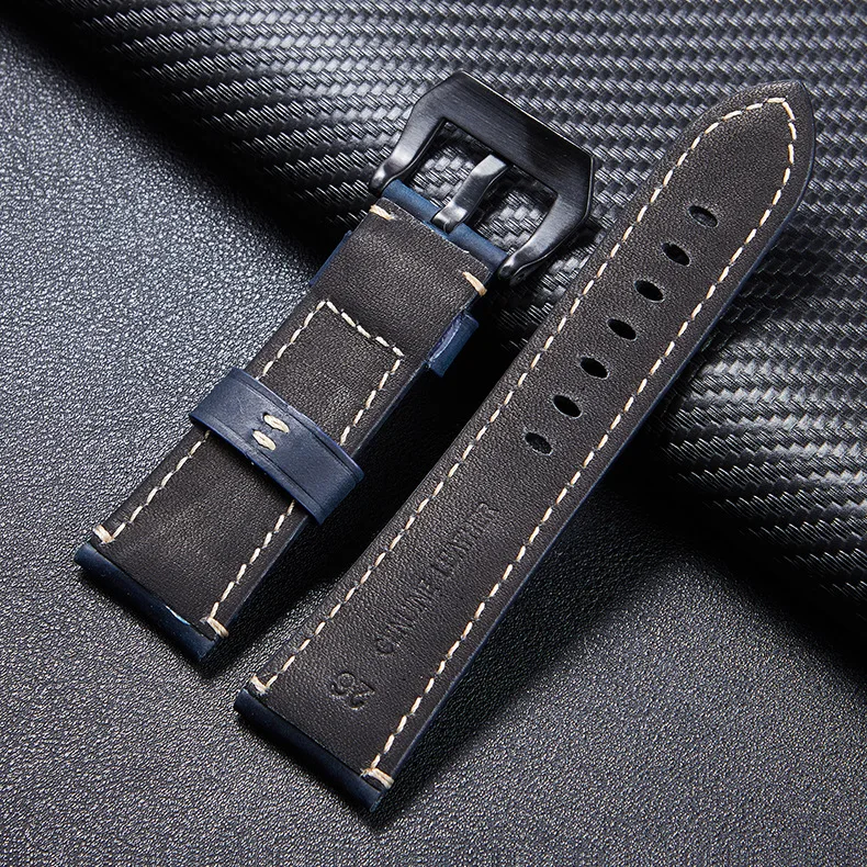 

Vintage Crazy Horse Wristband Genuine Leather Watchband Watch Straps 22mm 24mm 26mm Width Wriststrap Solid Buckle