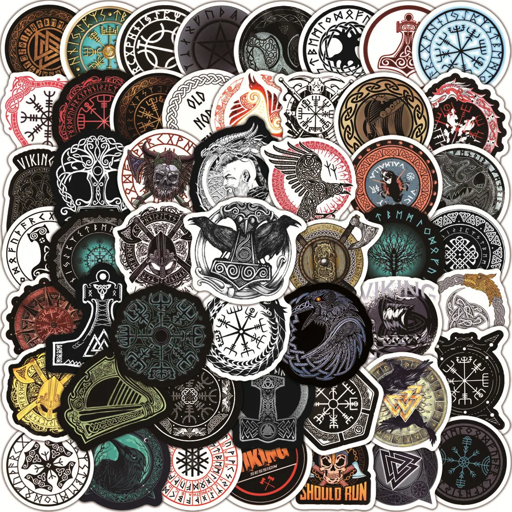 

10/50/100pcs Mysterious Totem Symbol Rune Viking Pirates Style Sticker Toys for Laptop Suitcase Skateboard Decal Stickers