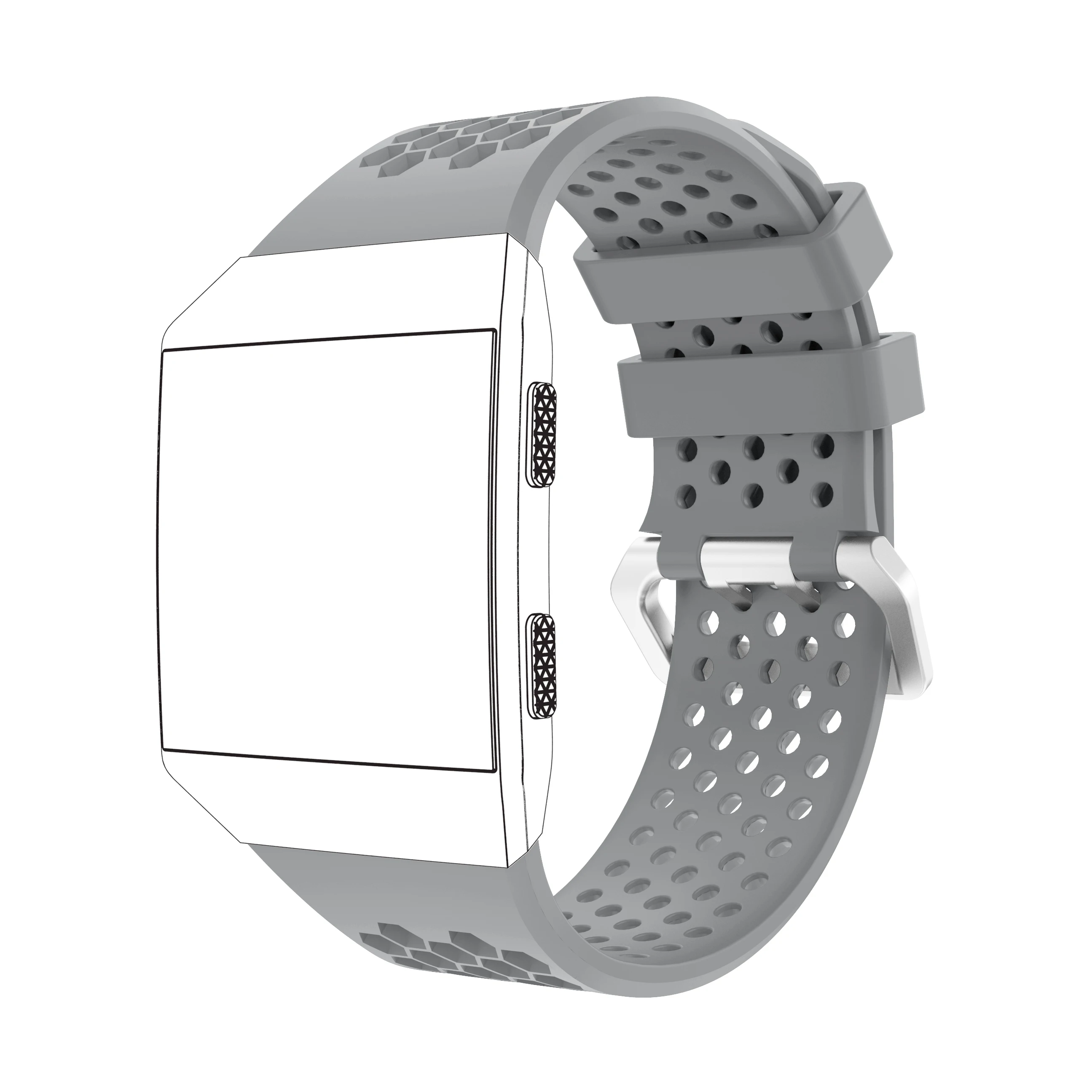 Yayuu совместимый для Fitbit Ionic Смарт-часы мягкий силиконовый ремешок регулируемый ремешок для часов замена спортивный дышащий ремешок - Цвет: Gray