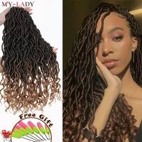 my lady 20 synthetic goddess faux locs crochet braids hair braiding hair pre loop braided hair curly ends afro braid fake hair