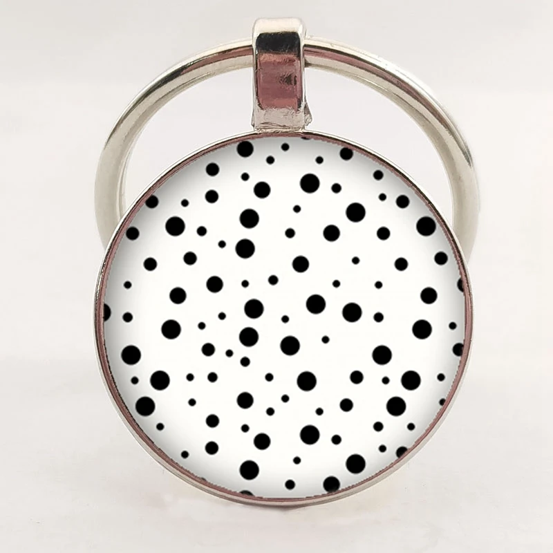 Брелок для ключей сделай сам с круглым узором в точку очаровательный стеклянный