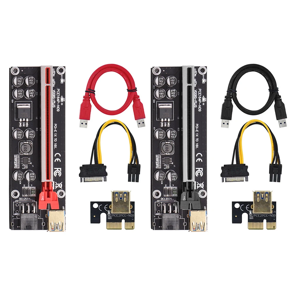 

VER009 USB3.0 PCI-E Riser VER 009S PLUS Express 1X 4x8x 16x Extender Pcie Riser Adapter Card SATA 15pin to 6pin Power Supply