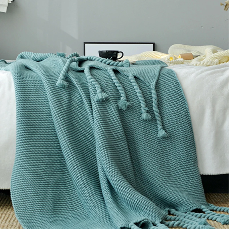 Нордический стиль домашний декор Кашемировое одеяло вязанное крючком офисное