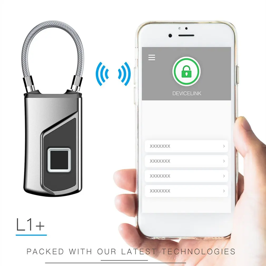 Smart Waterproof Wireless Fingerprint Lock Suitcase Anti-Theft Long Standby Electronic Padlock USB Charging APP Control | Обустройство