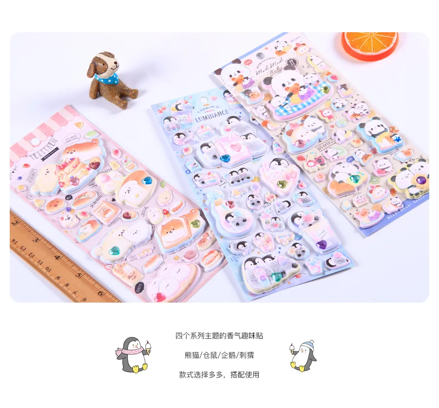 Kawaii объемный Пингвин панда животные аромат 3D Декоративные наклейки журнал Скрапбукинг палочка этикетка дневник канцелярские наклейки