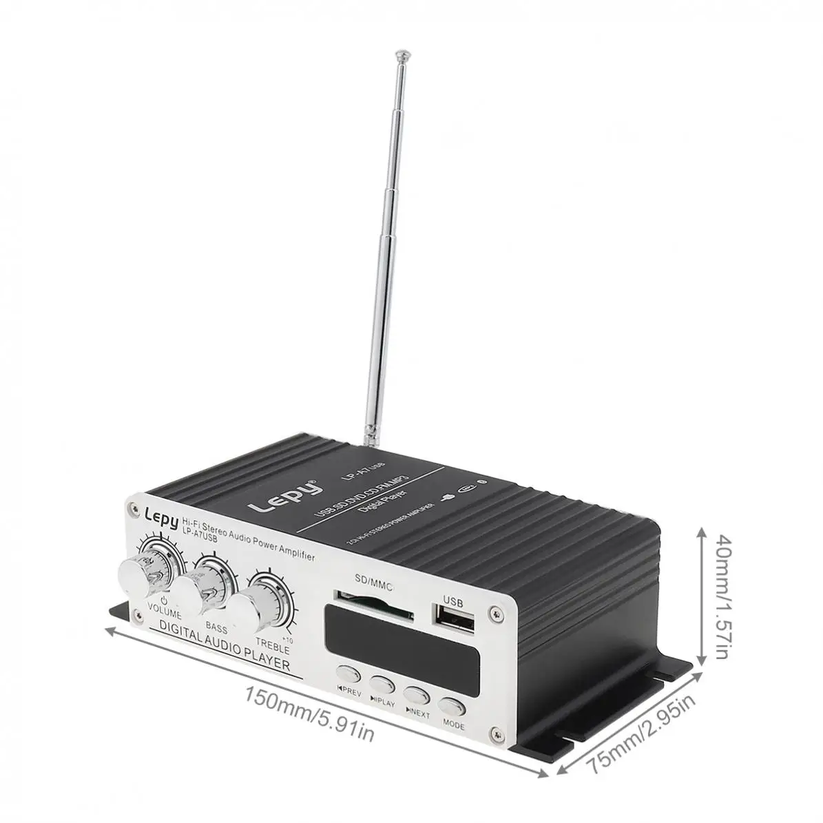 Автомобильный мини Hi-Fi стерео аудио усилитель из алюминиевого сплава USB SD DVD CD FM MP3