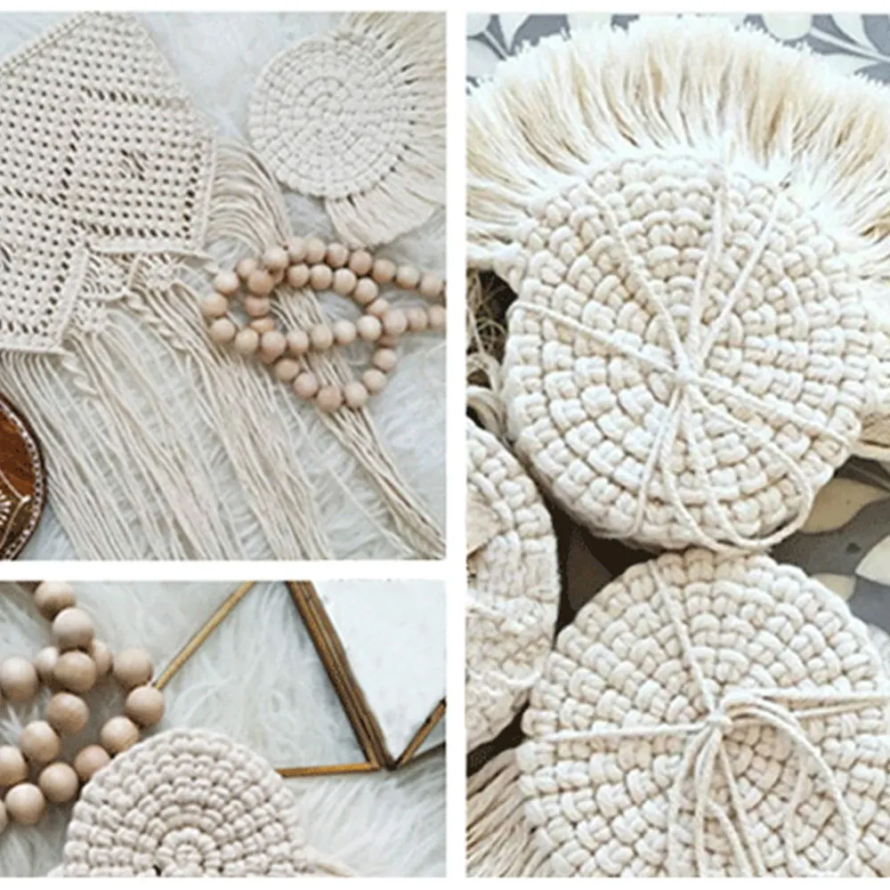 Новинка плетеный коврик для стола подставки ковер ручной работы макраме