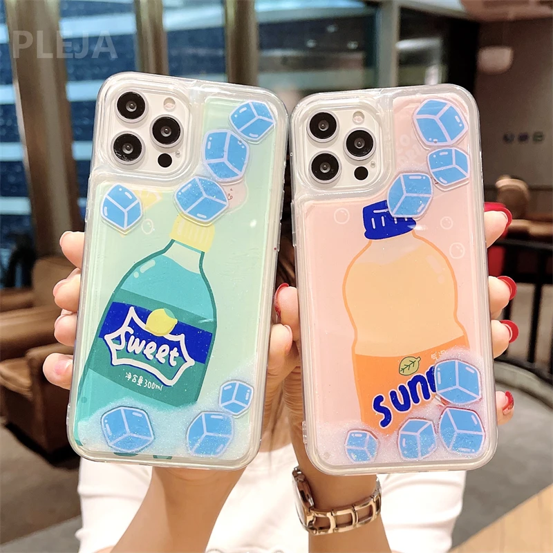 Роскошные потока жидкости кубики льда для iPhone 12 11 Pro Max 7 8 plus SE 2020 X XR XS задняя крышка