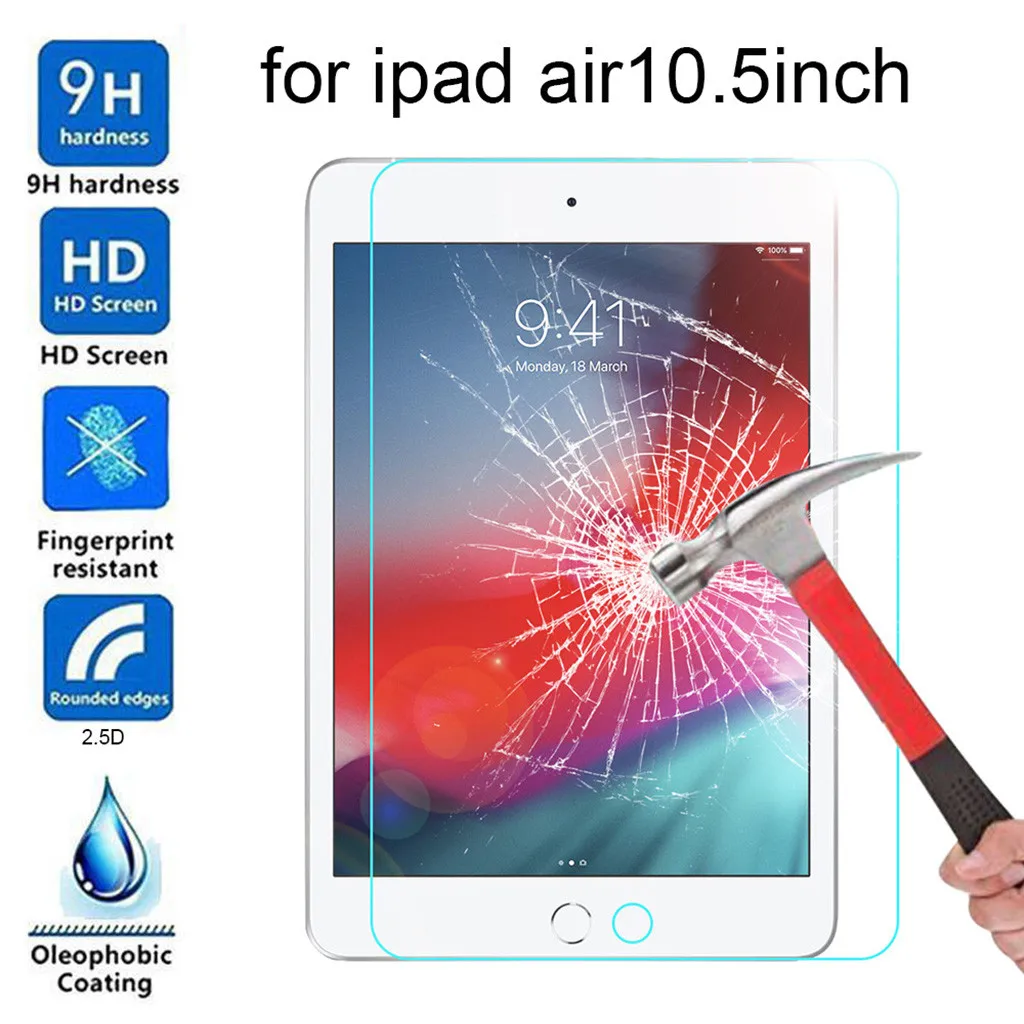 

1Pc 9h HD Tempered Glass Screen Film Protector For Ipad Air 10.5 Inch 2019 High Quality Tablet Protection Pad Accessories