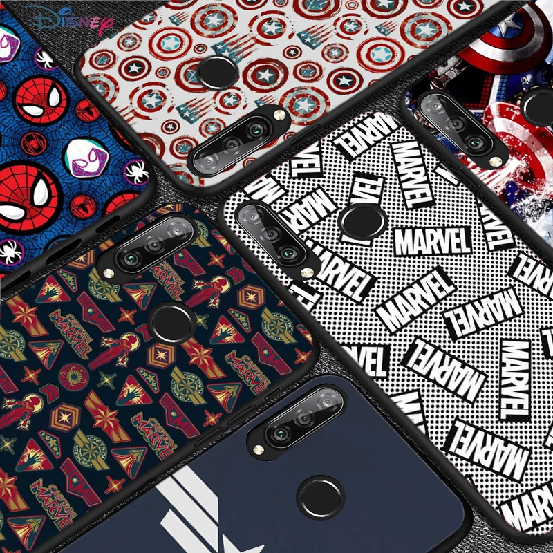 

Silicone Cover Captain America Marvel For Huawei P50 P40 P30 P20 Pro P10 P9 P8 Lite E Plus 2017 2016 5G Black Phone Case