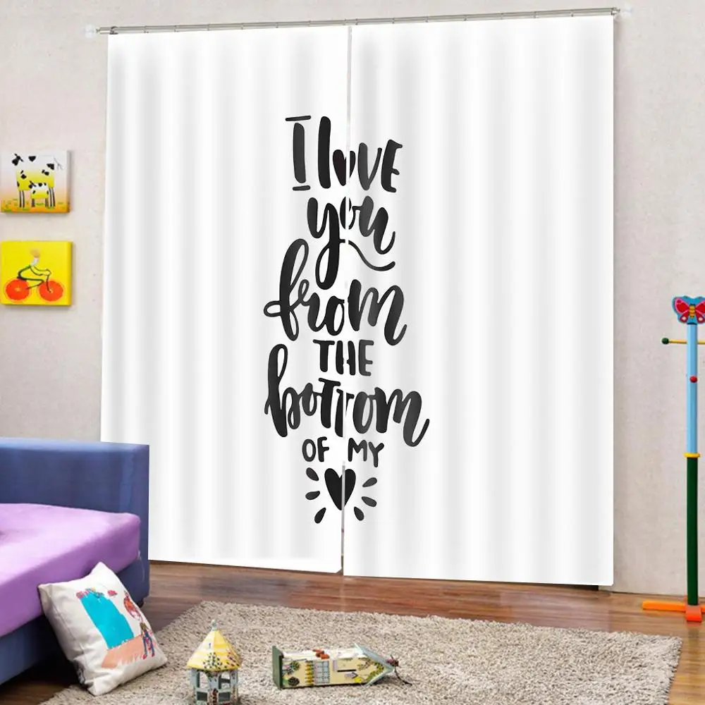 Nordic Style I LOVE YOU Curtains For Children's Room living room blackout | Дом и сад