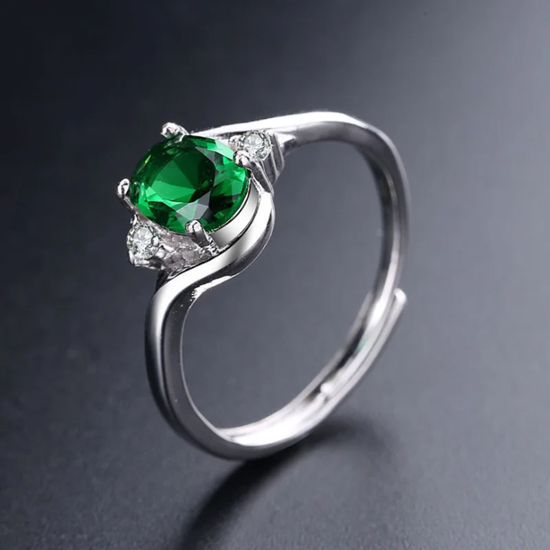 

Classical Trendy Silver Color Open Ring Green Red Crystal for Wedding Anniversary Party Gift