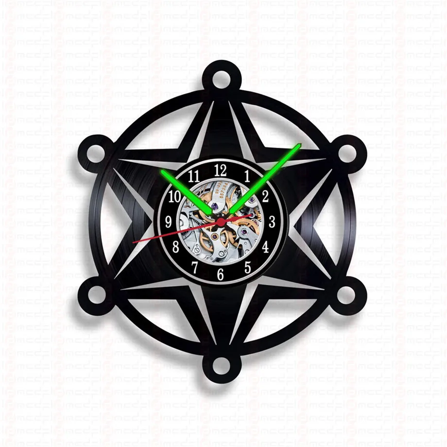 Полиция офицер дизайн светящийся винил запись настенные часы кварцевые с DIY руки