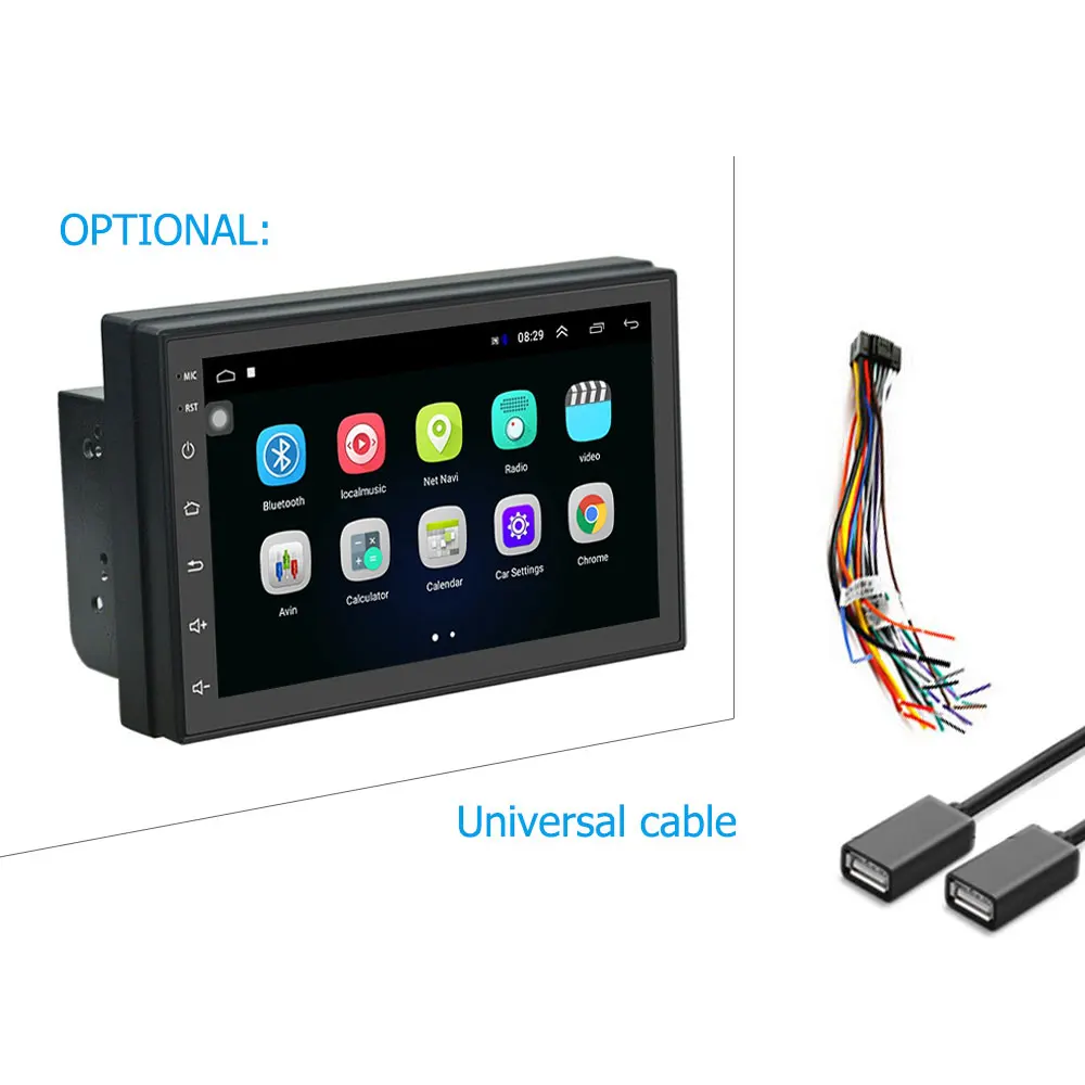 Universal Cable Podofo 2 Din автомагнитола Android универсальный gps навигация Bluetooth Wifi Автомобильный аудио стерео автомобильный мультимедийный MP5 для Volkswagen Nissan - Цвет: Universal Cable