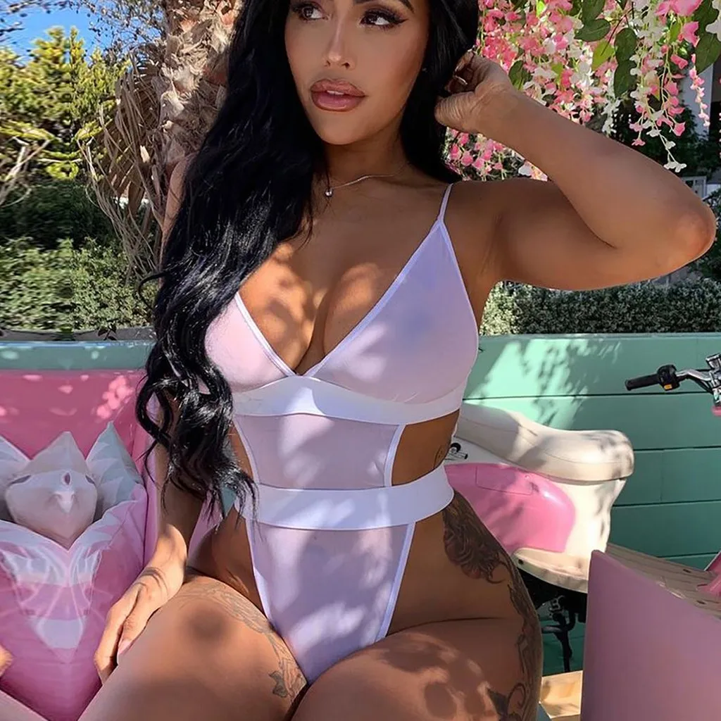 Женское нижнее белье Тедди цельный кружевной комбидресс с V-образным вырезом