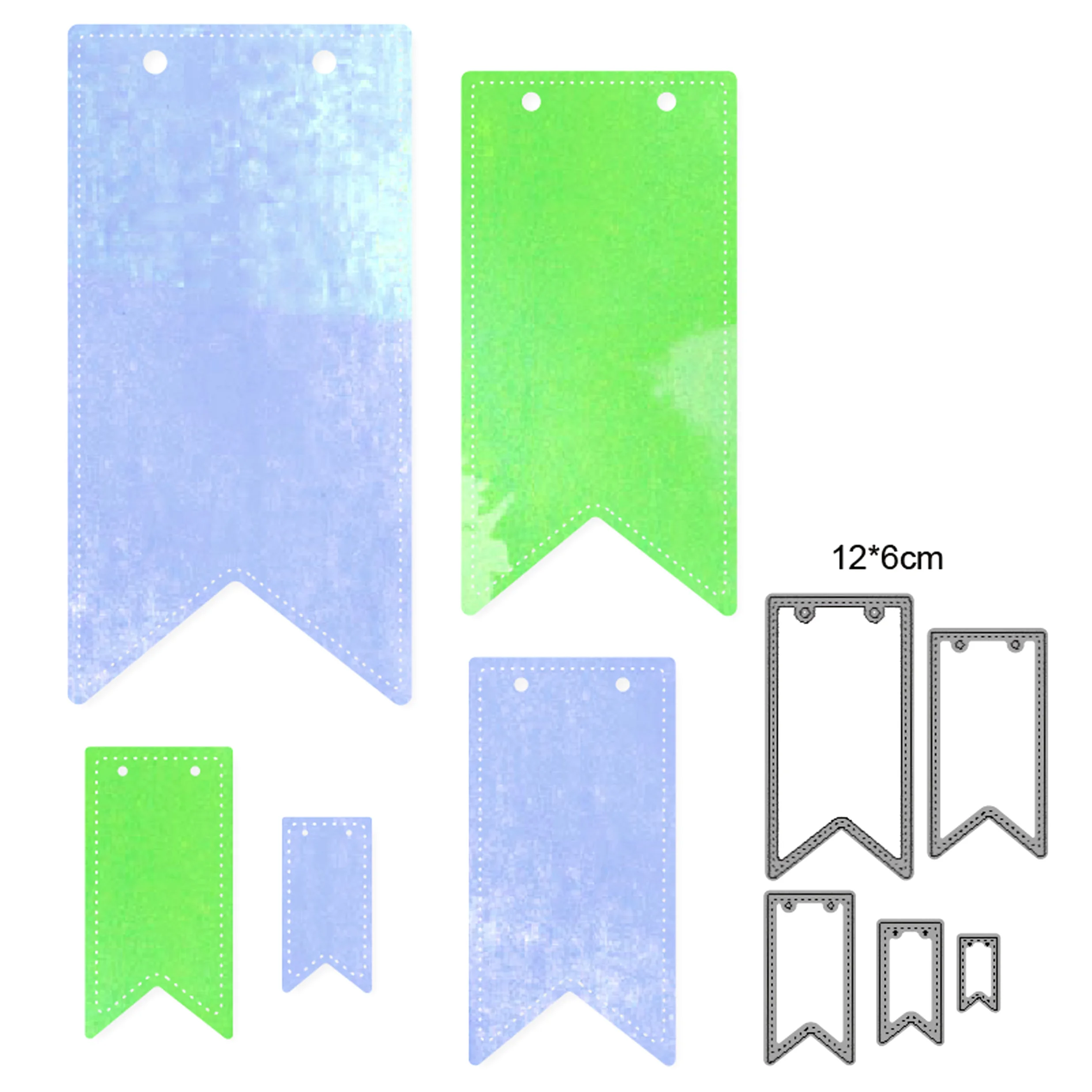 

5-piece flag-shaped 2021 new birthday Christmas card metal cutting craft template diy scrapbook paper photo album embossing mold