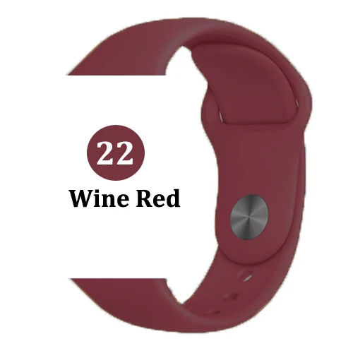 22-Wine Red Ремешок для apple watch band 4 3 correa iwatch band 42 мм/38 мм 44 мм/40 мм 2 спортивный силиконовый браслет pulseira apple watch аксессуары - Цвет ремешка: 22-Wine Red