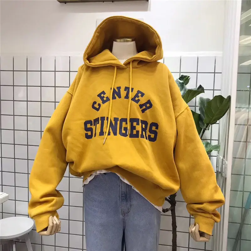 

Yellow Friends Hoodie Sweatshirts for Women Letter Print Hoodies Oversized Sweatshirt Ladies Printed Hoodies Streetwear Harajuku