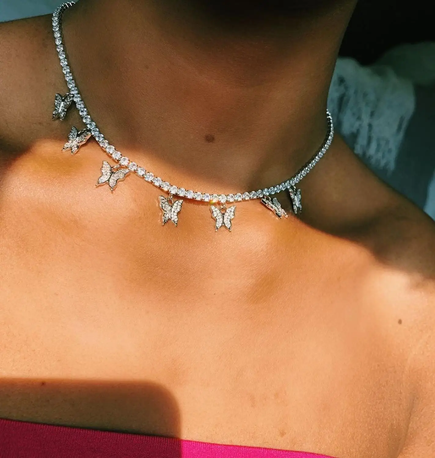 Цепочка с подвеской бабочкой ALLICEONYOU ожерелье в стиле хип хоп 4 мм 1 ряд