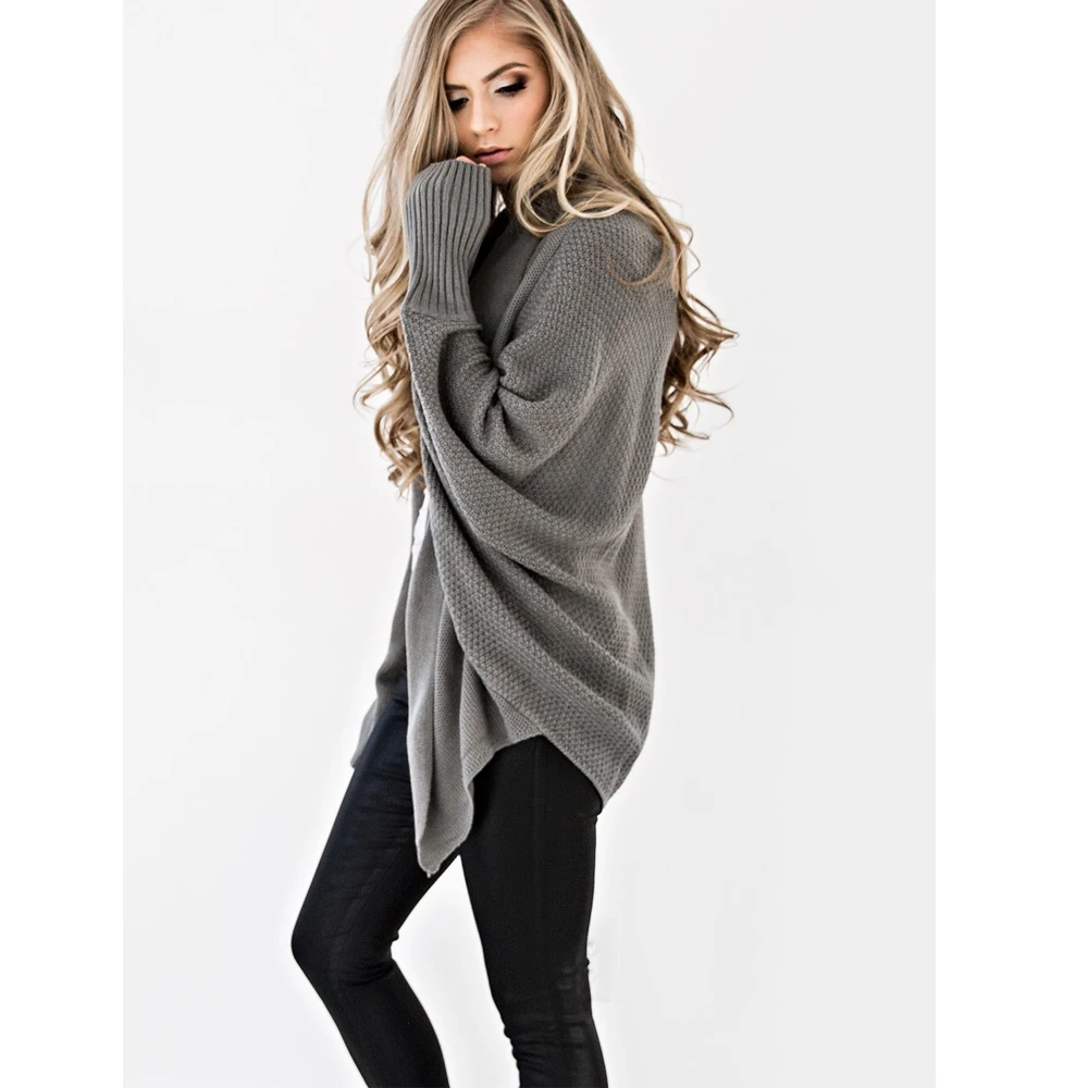 

Meihuida осенний Женский Повседневный длинный рукав «летучая мышь», свободный удобный вязаный длинный кардиган, свитер, топы большого размера, ...