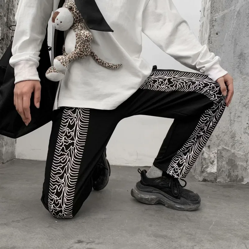 Брюки женские прямые в стиле ретро модные спортивные штаны Корейском уличные