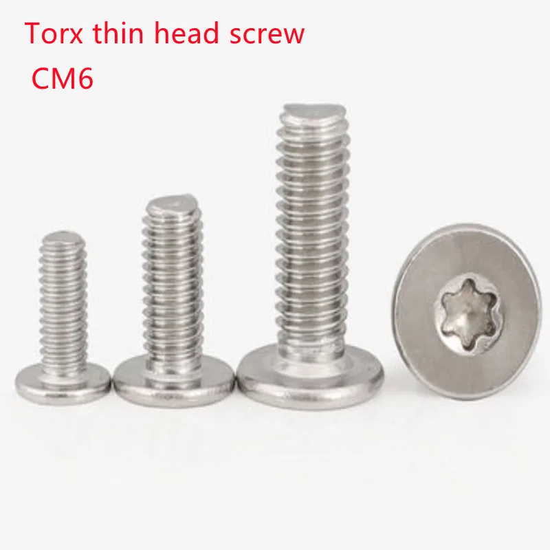 

10pcs torx thin head screw CM M6*8/10/12/16 to 50mm 304 A2 Stainless Steel Torx Six-Lobe Ultra Thin Flat Wafer Head Screw Bolt