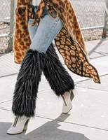 furry leg warmers winter solid color women boot covers faux fur long leg warmers sock fur leggings