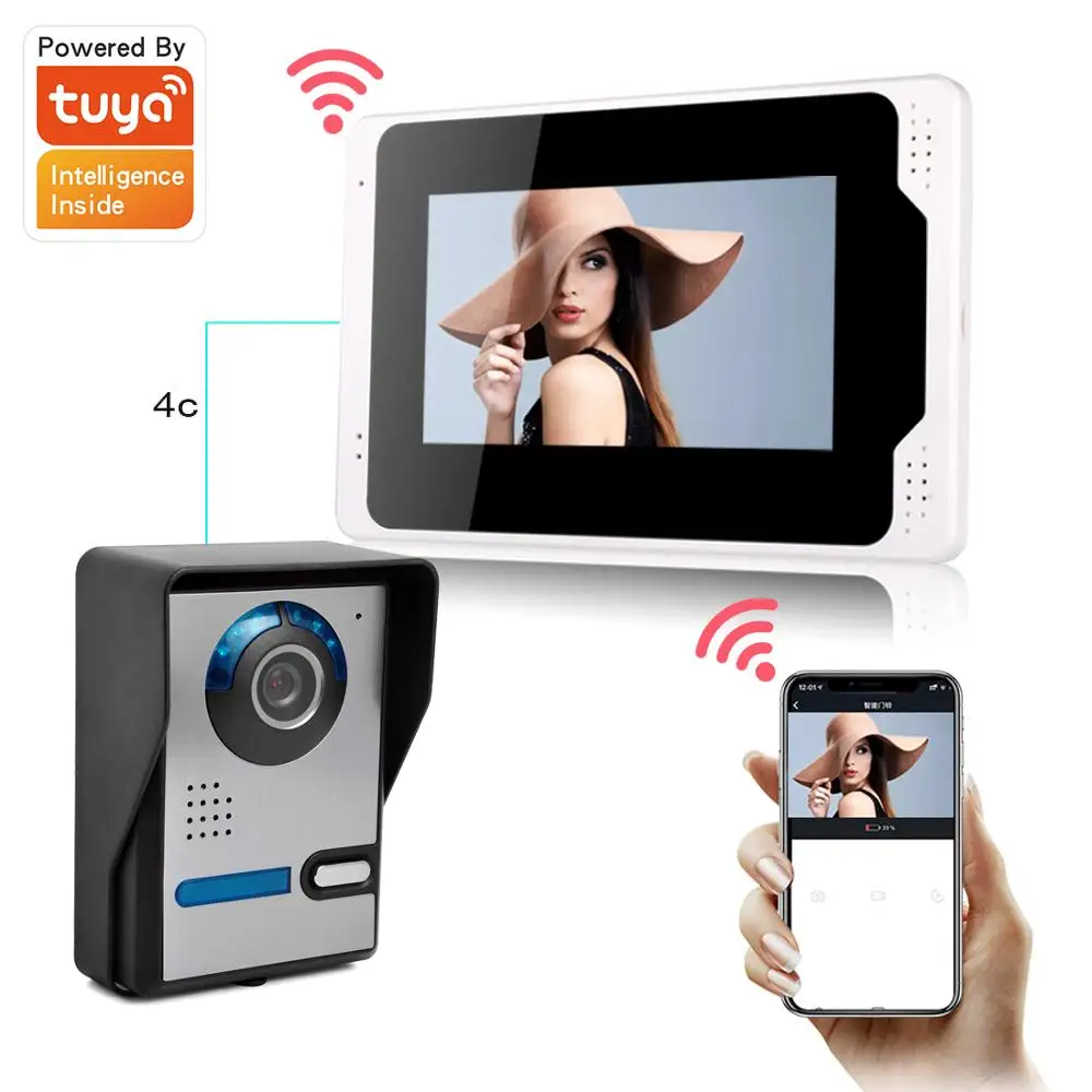 7 дюймов WIFI монитор Tuya умный видео дверной звонок HD 1080P ИК Ночное Видение Домашний