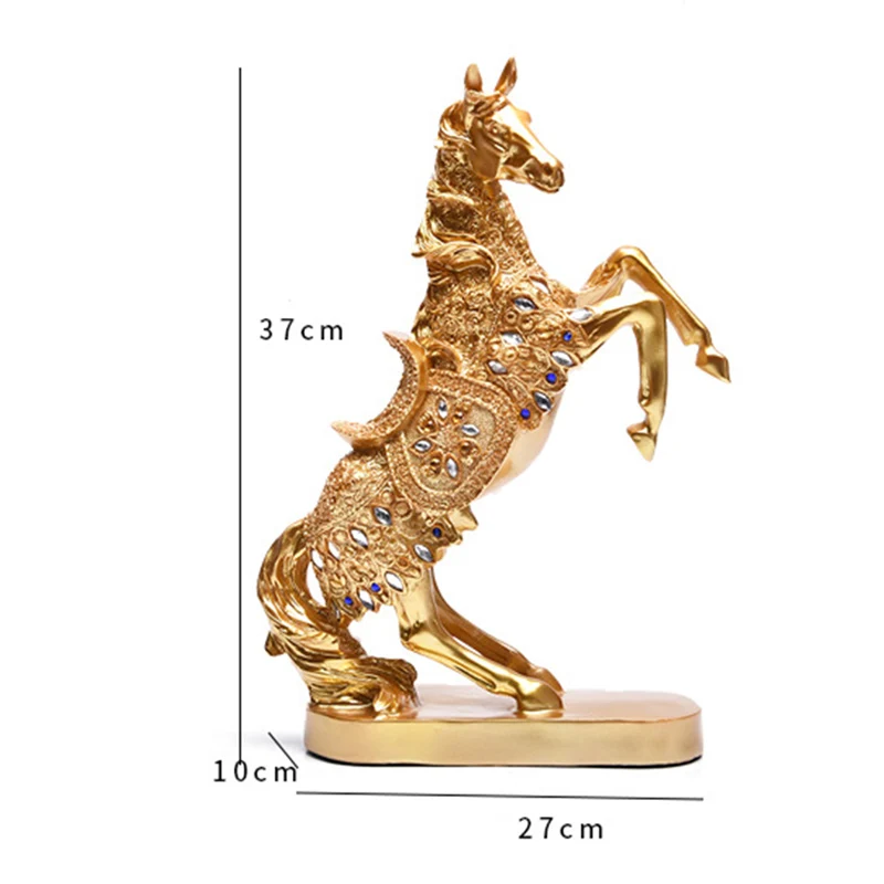 

European Resin Golden Silver Horse Decoration Luxury Home Decor Living Room Office Horse Statue Modern Sculptures Accessories