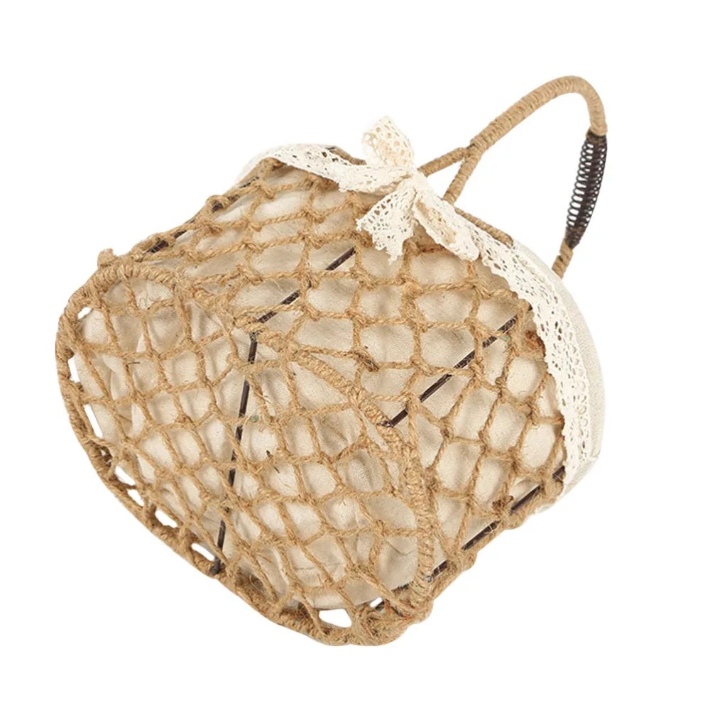 

2 Pcs Hand-woven Wedding Flower Girl Baskets Gardening Iron Flower Baskets (Assorted Color)