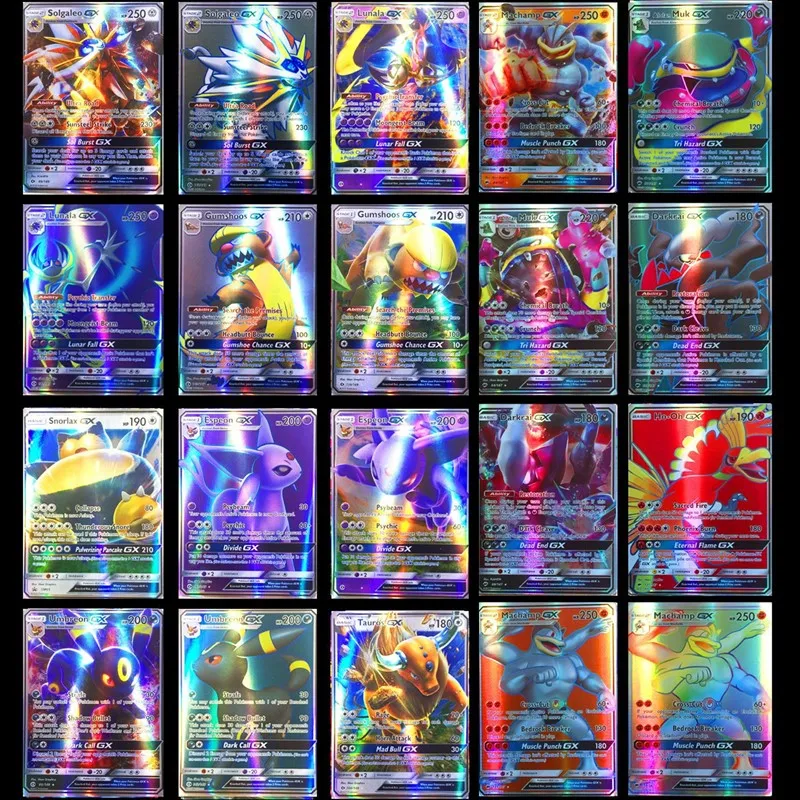 funny 200 Pcs GX 25 50 100pcs MEGA Shining Cards Game Battle Carte Trading Cards Game Children Pokemons Toy