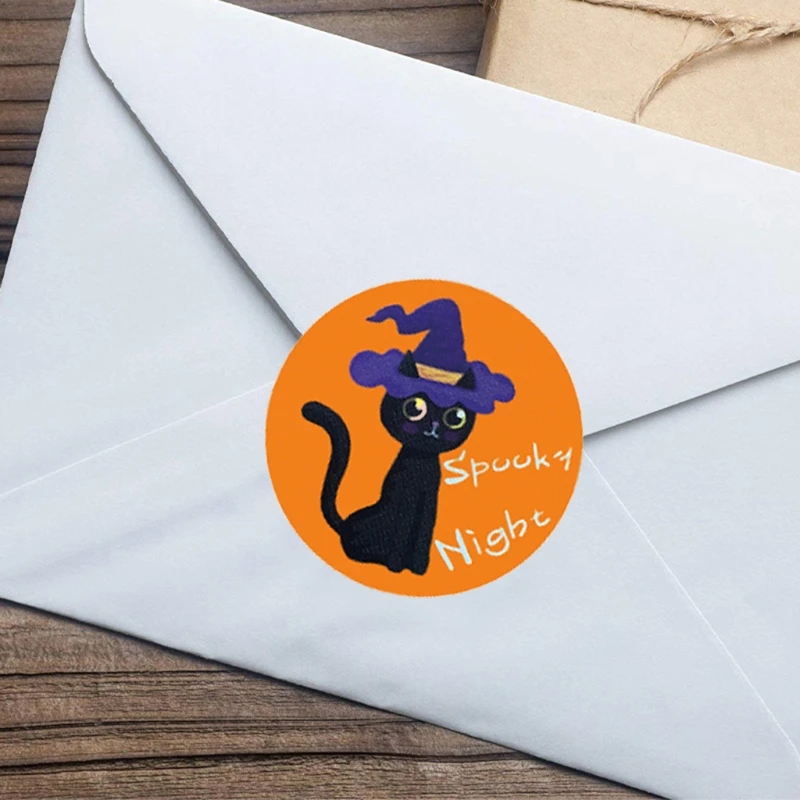 500pcs Halloween Stickers 1.5 Inch Handmade Packaging Sealing Label Cat Sticker QW | Дом и сад