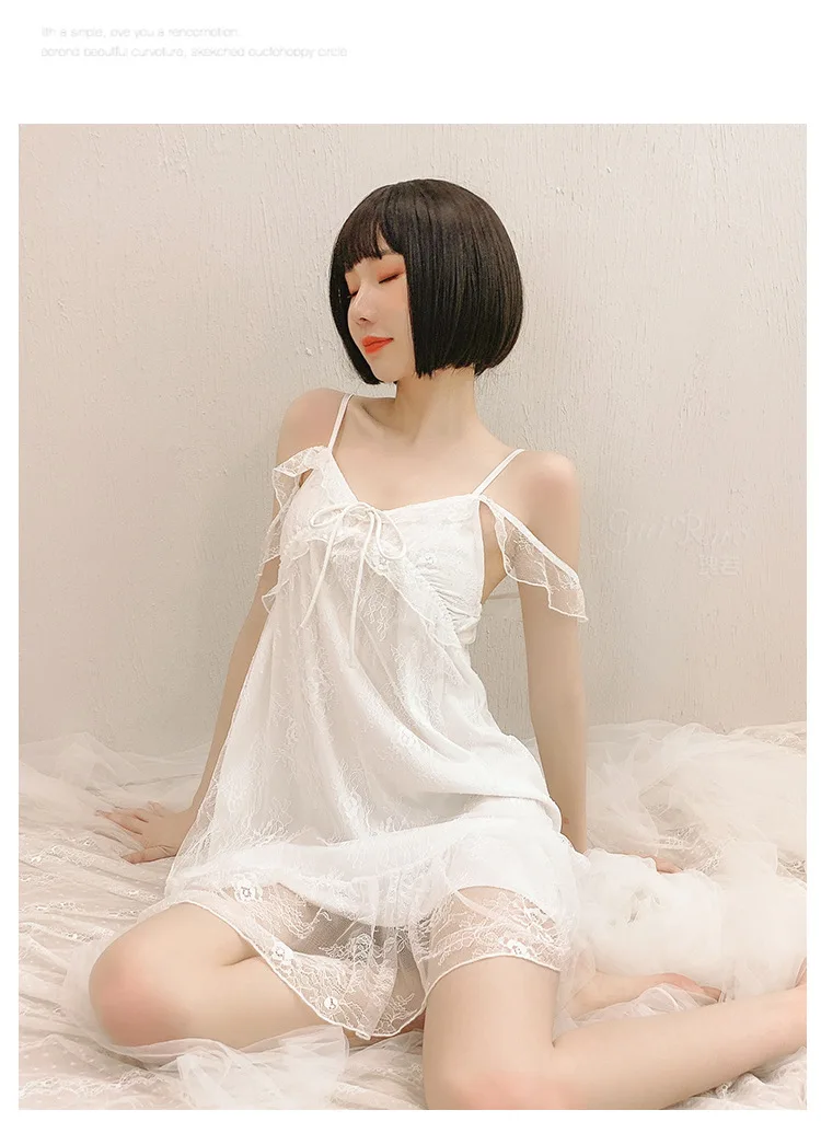 

Fashion Sexy Sleepwear Dress Lingerie Women Front Closure Nightwear Sexy Lace Temptation Underwear Nightdress