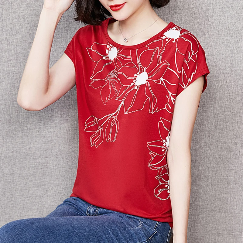 Женская хлопковая Футболка с круглым вырезом Повседневная Свободная футболка