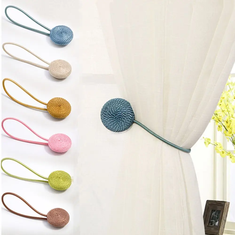 Круглый держатель для штор Бесплатная пробойка магнитные пряжки Плетеный Tieback