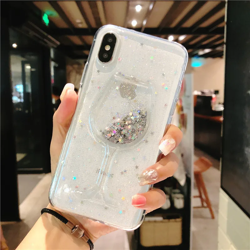 silver wineglass Для Xiaomi mi A1 A2 lite A3 mi 8 lite 9 SE F1 redmi 6 6A 7 7A Note 5, 6, 7, 8 Pro Чехол; модная женская обувь с блестками; 3D с принтом любимого мишки, мягкий чехол для телефона - Цвет: silver wineglass
