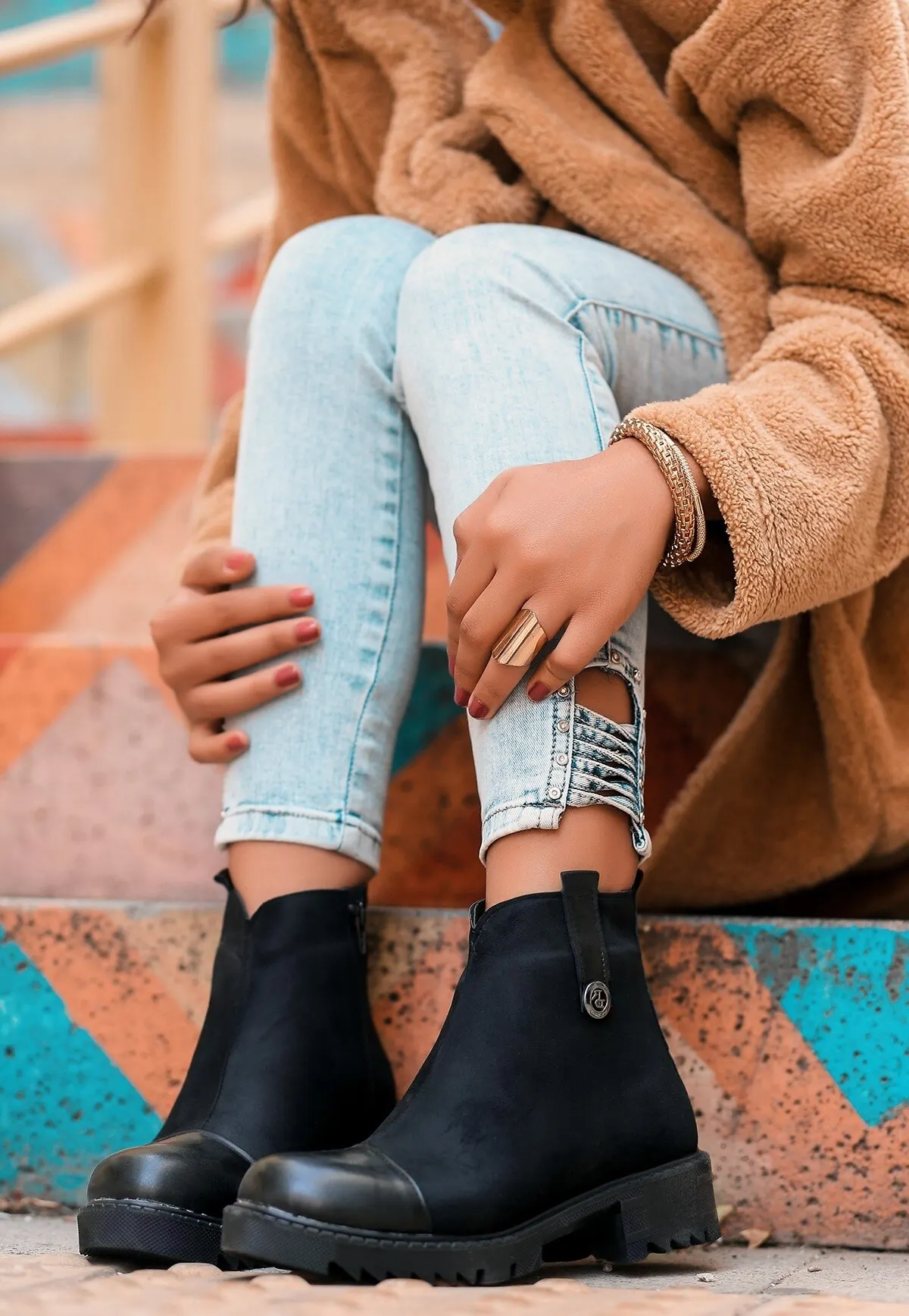 

Магазин BveA, зимняя женская мода, молния, длина запястья, толстая подошва, теплая, удобная, повседневная, искусственная кожа, кружево, черная з...