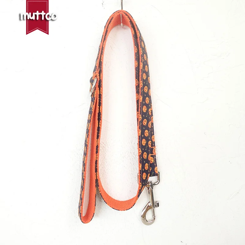 

MUTTCO Adjustable dog collar leash set for pets THE pumpkin dog accessory pet supply for small medium large dog 5 sizes UDL086